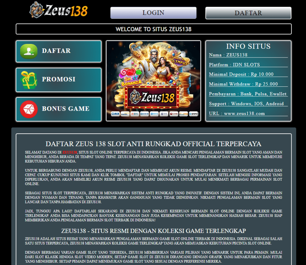 Zeus138 Agen Judi IDN Poker Online Gacor 2024 Indonesia