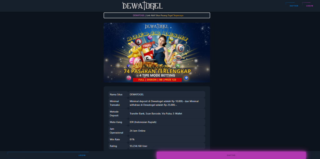 DewaTogel Link Terakhir Amat Baik Bonusnya