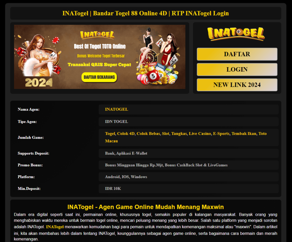 Inatogel Permainan Online Memiliki kualitas Tinggi