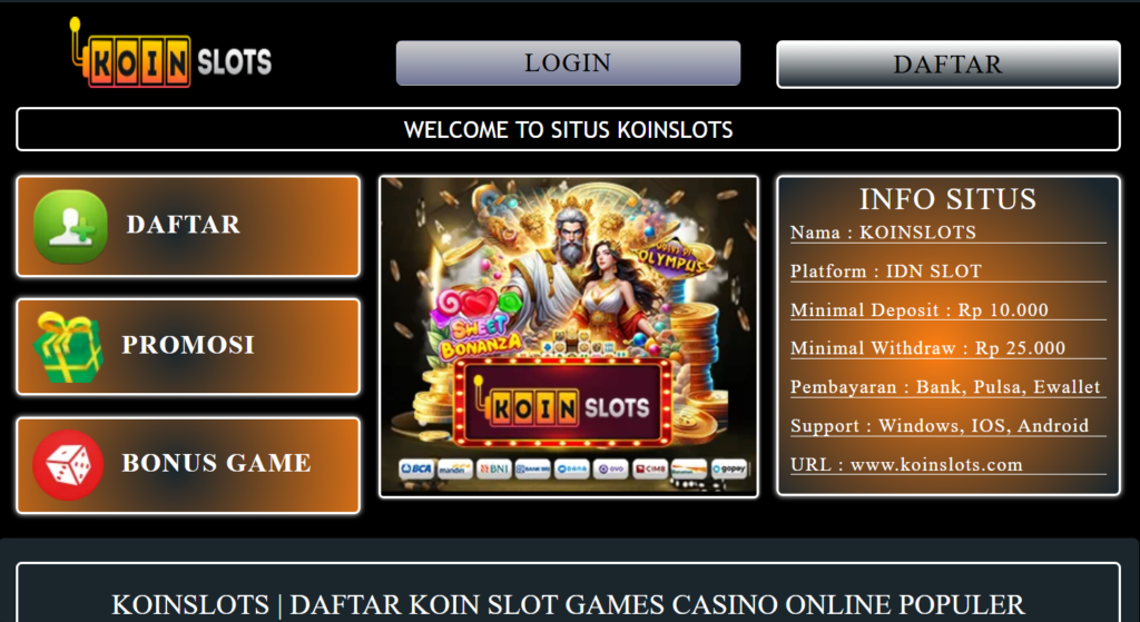 Koinslots – Website Judi Slot Online Terpopuler!